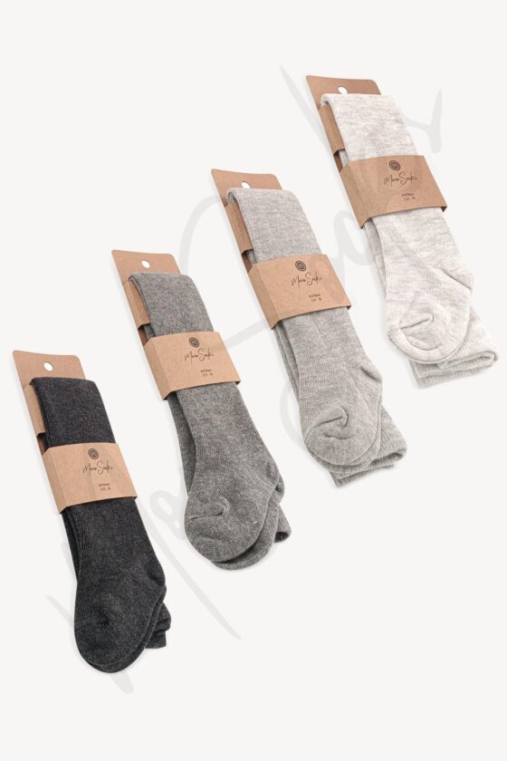 Mono Socks - 4'lü Düz Çocuk Külotlu Çorap - Görsel 2