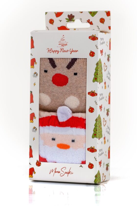 Mono Socks - 2-Pack Boxed Thick Winter Christmas Deer Pattern Kids Socks - Image 3