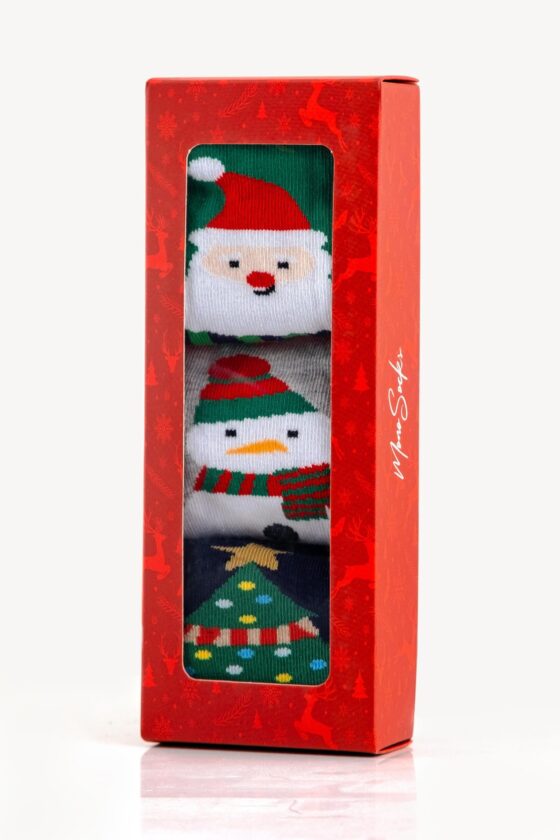 Mono Socks - Christmas Patterned Christmas Christmas Children's Socks with 3-Piece Boxed Scarf - Image 2