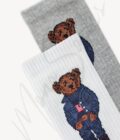 Mono Socks - 2'li Mavi Çeketli Teddy Bear Tenis Çorap - Görsel 3