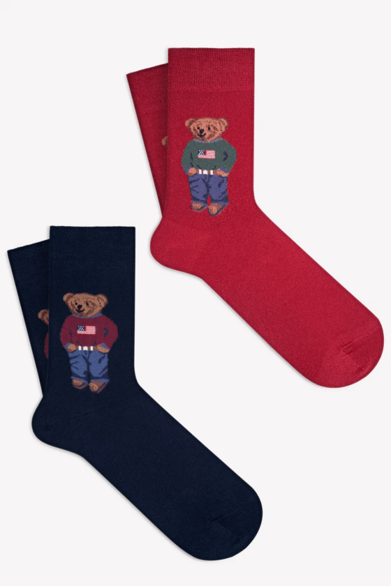 Mono Socks - 2'li Teddy Bear Pamuklu Çorap - Görsel 4