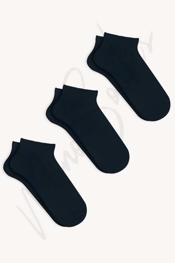 Mono Socks - 3'lü Basic Düz Patik Çorap