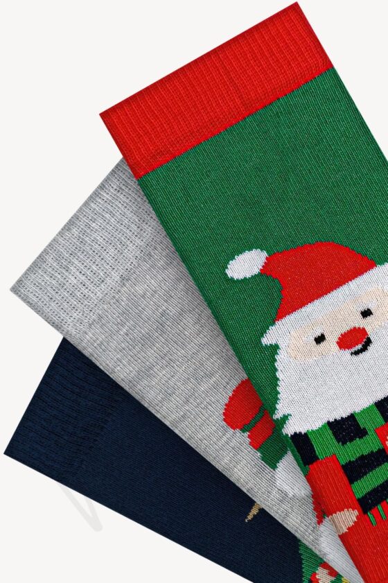 Mono Socks - Christmas Patterned Christmas Christmas Children's Socks with 3-Piece Boxed Scarf - Image 3