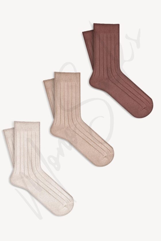 Mono Socks - 3'lü Fitilli Pamuklu Kalın Kışlık Çorap - Görsel 2