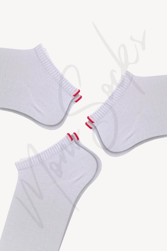 Mono Socks - 3'lü Kırmızı Çentikli Dikişsiz Premium Pamuklu Çorap - Görsel 2