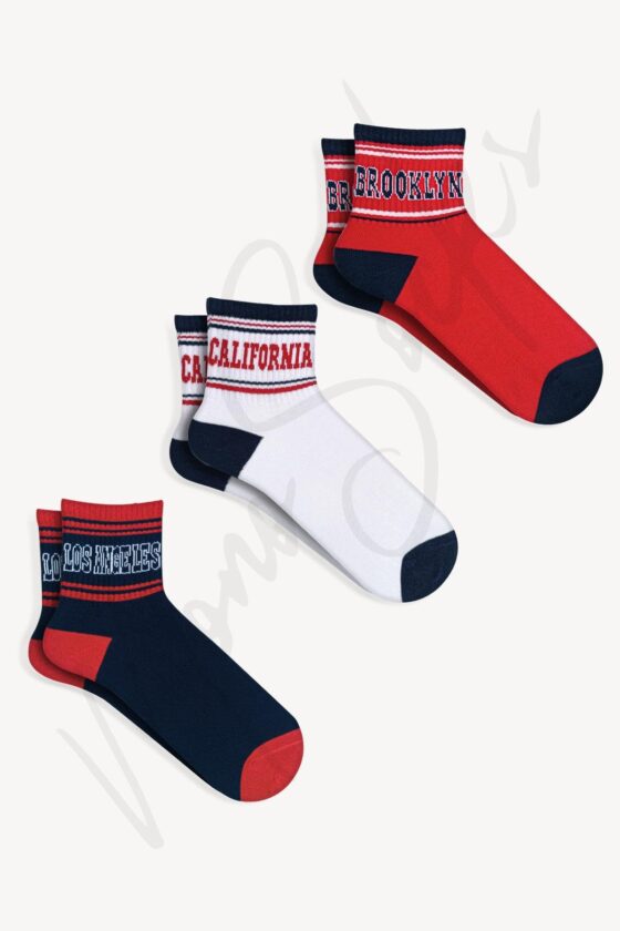 Mono Socks - 3'lü Los Angeles Kolej Spor Çorap