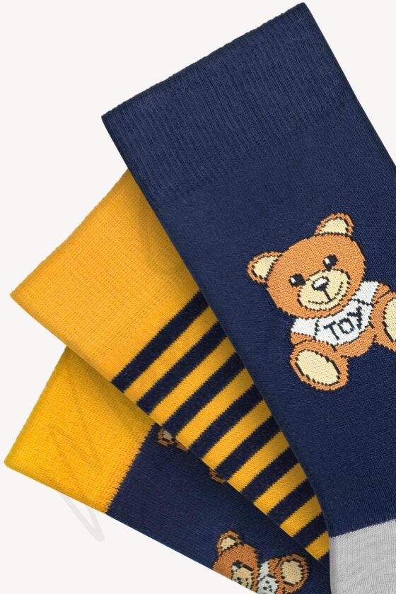 Mono Socks - 3-Piece Teddy Bear Teddy Bear Patterned Socks - Image 2