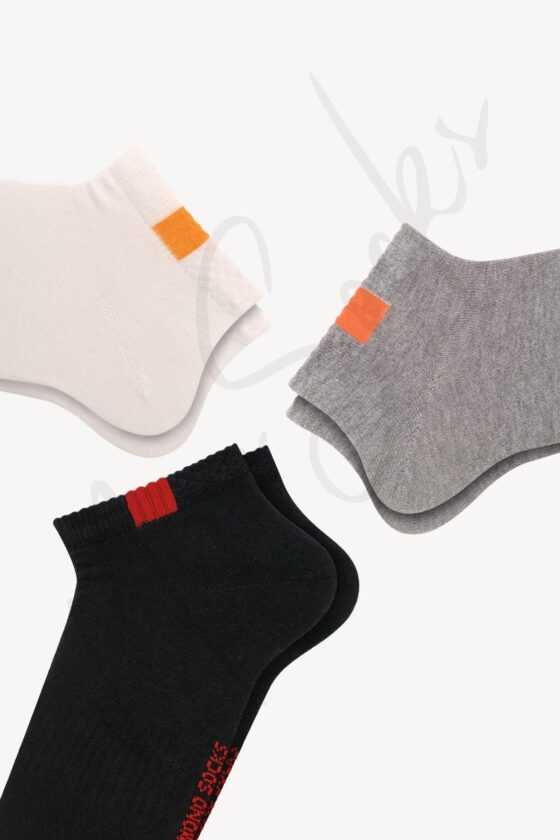 Mono Socks - 3'lü Lastik Bantlı Spor Patik Çorap - Görsel 3