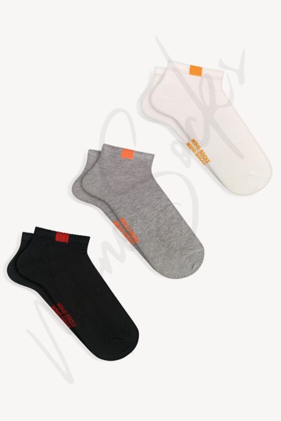 Mono Socks - 3'lü Lastik Bantlı Spor Patik Çorap