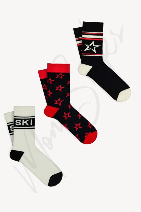 Mono Socks - 3'lü Yıldız Desenli Kayak Ski Çorabı - Görsel 3