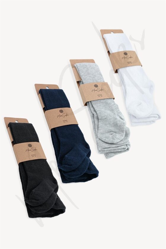 Mono Socks - 4'lü Düz Çocuk Külotlu Çorap - Görsel 3