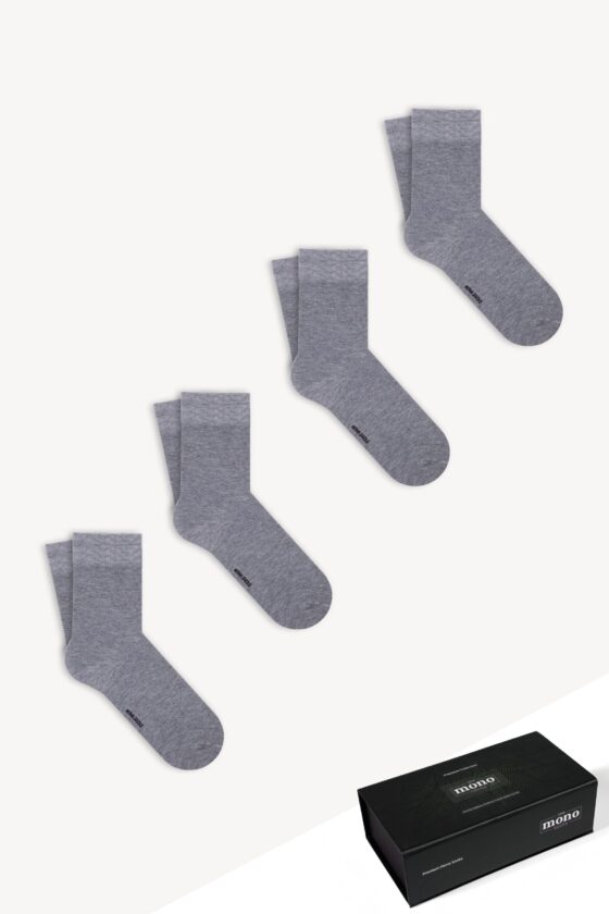 Mono Socks - 4'lü Premium Kutulu Dikişsiz Düz Bamboo Mix Soket Çorap - Görsel 8