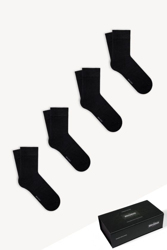 Mono Socks - 4'lü Premium Kutulu Dikişsiz Düz Bamboo Mix Soket Çorap - Görsel 4