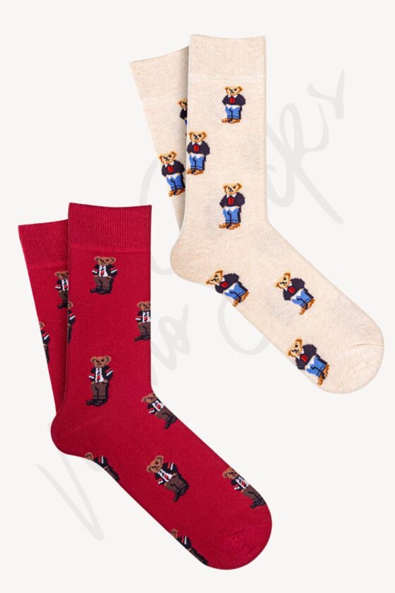 Mono Socks - 4'lü Çoklu Teddy Bear Pamuklu Çorap - Görsel 3