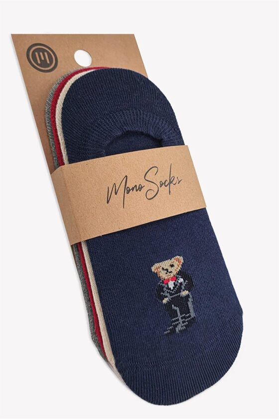 Mono Socks - 4'lü Teddy Bear Görünmez Dikişsiz Sneaker Pamuklu Çorap - Görsel 4