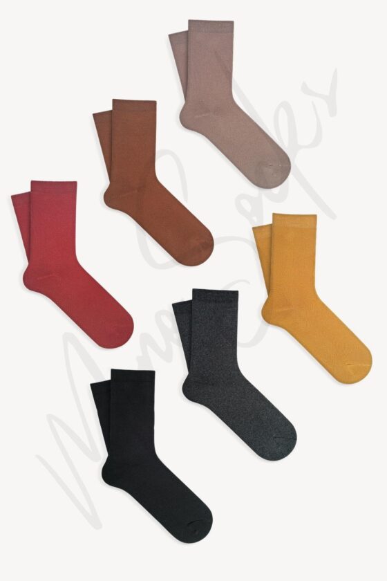 Mono Socks - 6'lı Pamuklu Kalın Kışlık Renkli Havlu Çorap - Görsel 2