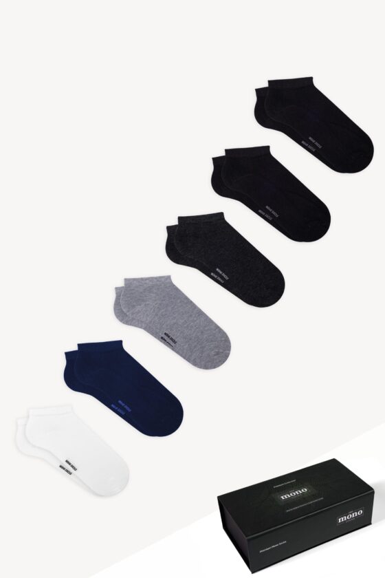 Mono Socks - 6-Piece Premium Boxed Seamless Flat Bamboo Booties Socks