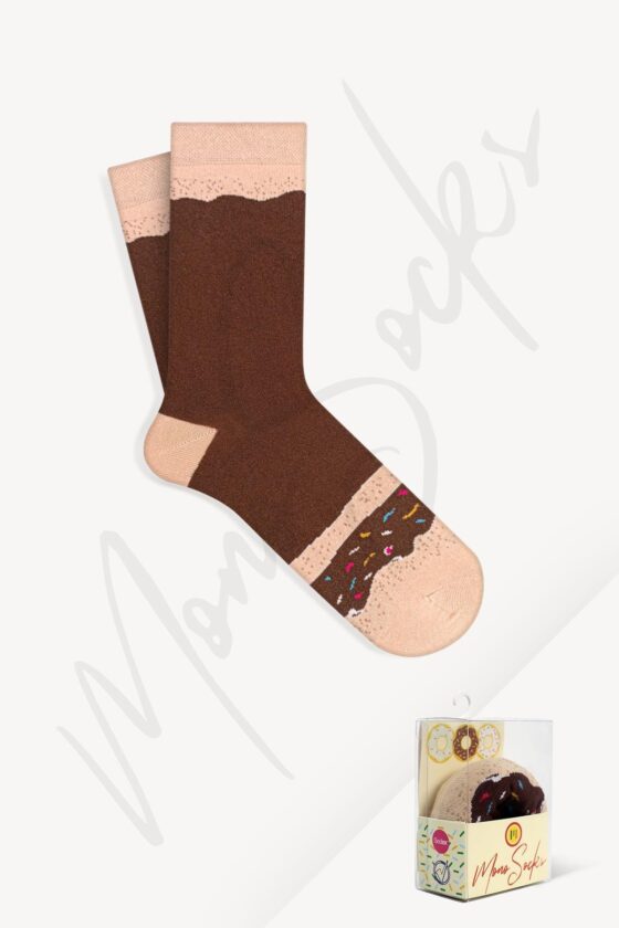 Mono Socks - Tekli Brown Sprinkles Pamuklu Donut Çorap