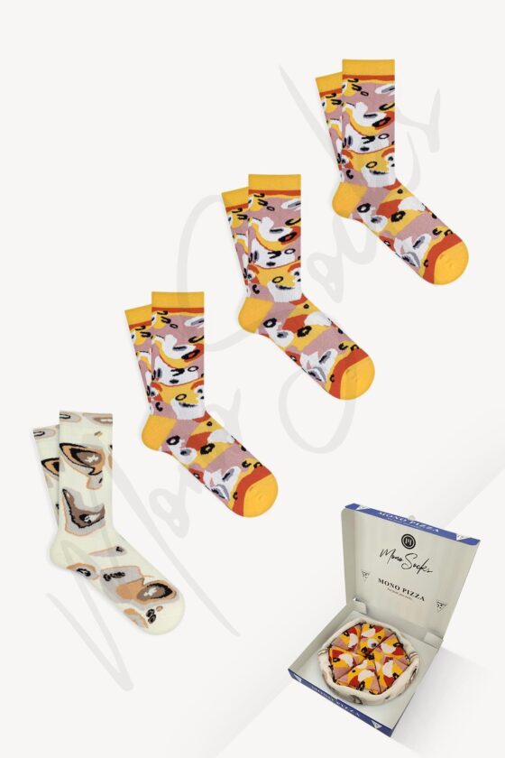 Mono Socks - 4'lü Capricciosa Pizza Pamuklu Çorap