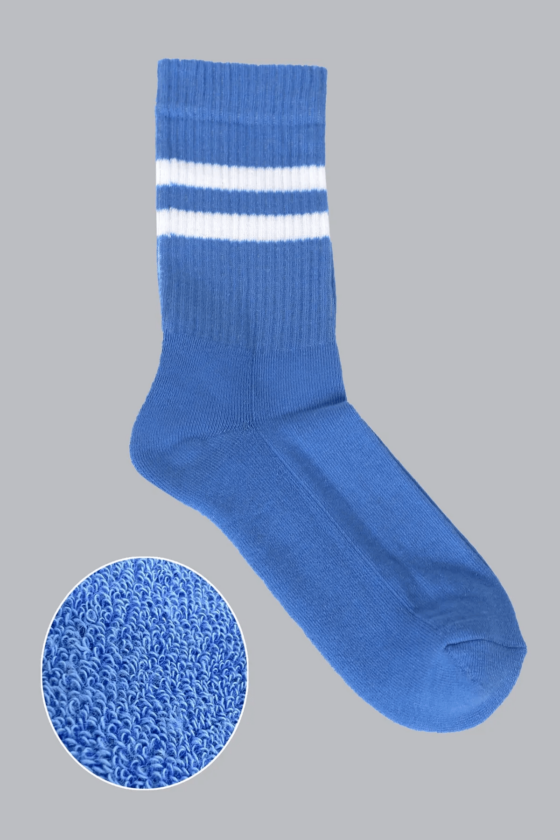 Mono Socks - 3'lü Çizgili Taban Altı Havlu Fitilli Tenis Çorabı - Görsel 3