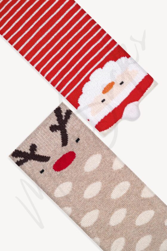 Mono Socks - 2-Pack Boxed Thick Winter Christmas Deer Pattern Kids Socks - Image 2