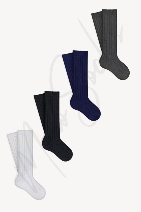 Mono Socks - 4'lü Çocuk Kabartmalı Diz Altı Çorap - Basic