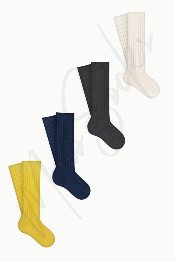 Mono Socks - 4'lü Çocuk Kabartmalı Diz Altı Çorap - Neon