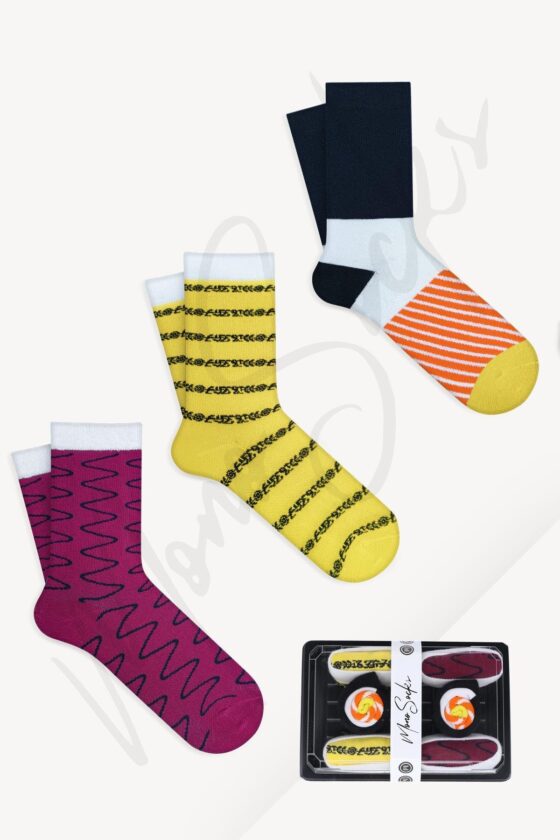 Mono Socks - 3'lü Lachs Maki Set A Sushi Çorap