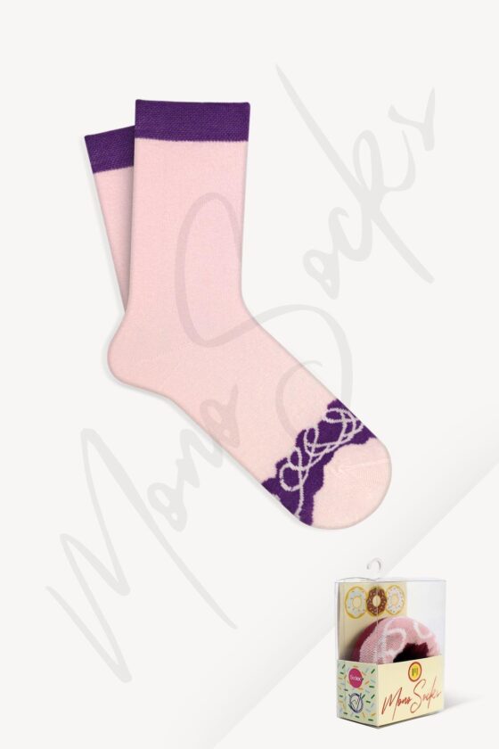 Mono Socks - Tekli Nuty Purple Chocolate Pamuklu Donut Çorap