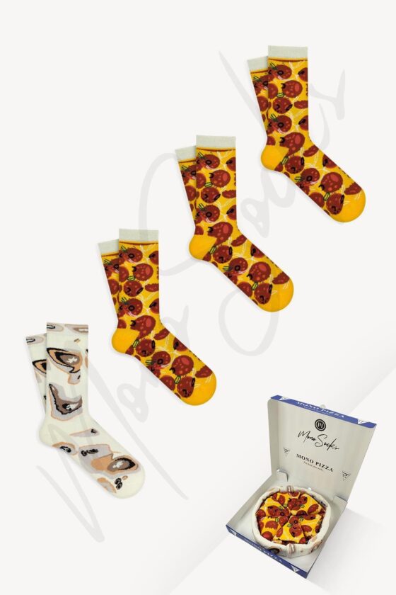 Mono Socks - 4'lü Pepperoni Pizza Pamuklu Çorap