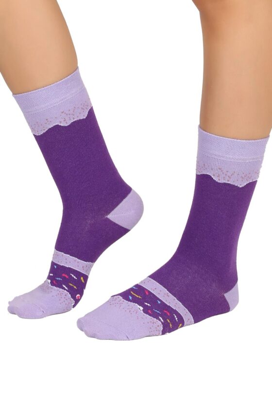 Mono Socks - Tekli Purple Sprinkles Pamuklu Donut Çorap - Görsel 2